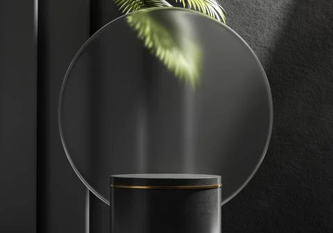 3D rendering platform podium with plant product presentation background Stock Photos