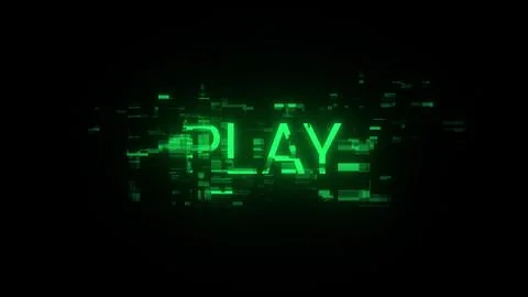 3D rendering play text with screen effects of technological glitches 스톡 일러스트