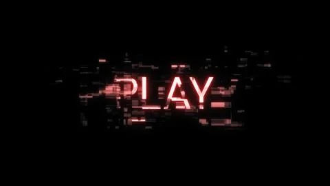 3D rendering play text with screen effects of technological glitches 스톡 일러스트