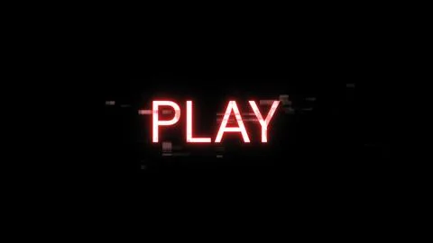 3D rendering play text with screen effects of technological glitches 库存插图