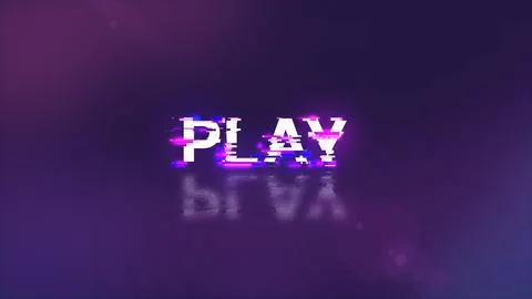 3D rendering play text with screen effects of technological glitches 스톡 일러스트