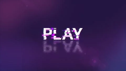 3D rendering play text with screen effects of technological glitches Stock Illustration