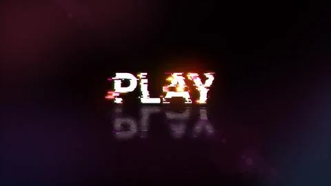 3D rendering play text with screen effects of technological glitches Stock Illustration