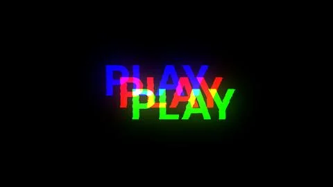 3D rendering play text with screen effects of technological glitches 库存插图