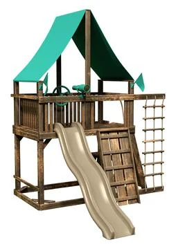 3D Rendering Playground House on White Stock Illustration