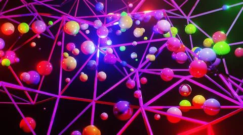 3D Rendering. Plexus effect. Abstract digital connection moving dots and line Stock Illustration
