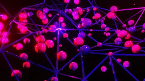 3D Rendering. Plexus effect. Abstract digital connection moving dots and line 스톡 일러스트