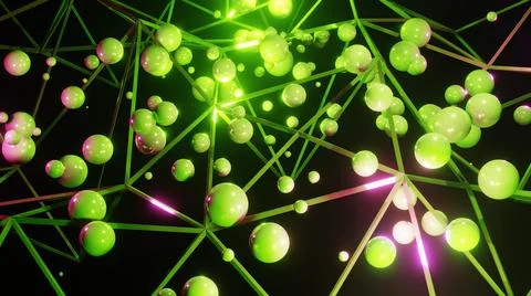 3D Rendering. Plexus effect. Abstract digital connection moving dots and line Stock Illustration