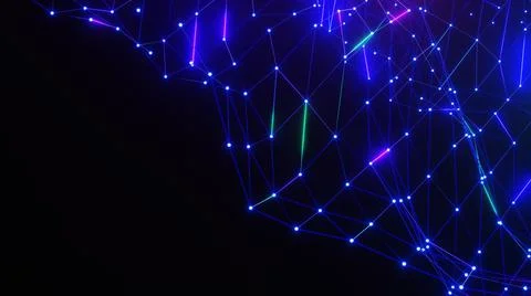 3D Rendering. Plexus Style. Abstract technology big data background concept,  Stock Illustration