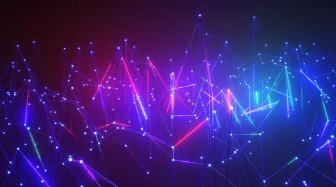 3D Rendering. Plexus Style. Abstract technology big data background concept,  Stock Illustration