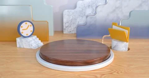 3d rendering of podium and clock. Stock Illustration