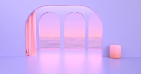 3d rendering of podium and geometry. Illustrazione stock