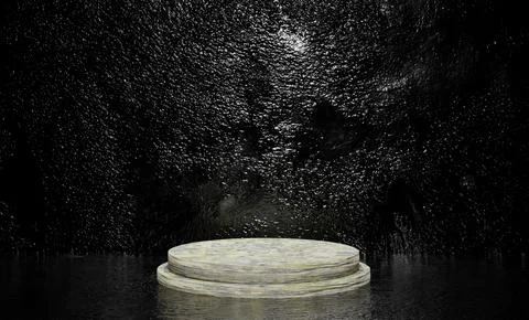 3D Rendering Podium Black Texture Background2 Stock Photos
