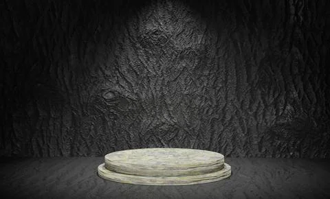 3D Rendering Podium Black Texture Background22 Foto stock