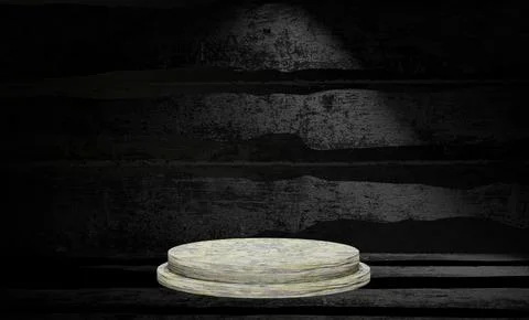 3D Rendering Podium Black Texture Background3 Foto stock