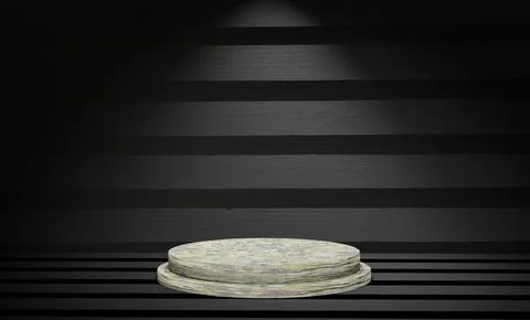 3D Rendering Podium Black Texture Background4 Stock Photos