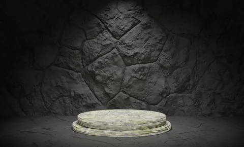 3D Rendering Podium Black Texture Background10 Foto stock