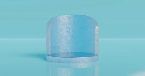3D rendering. A podium or stand made of a solid piece of ice of a round shape 스톡 일러스트
