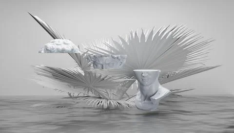 3d rendering. Podium for product display in light colours. Cross section of s Illustrazione stock