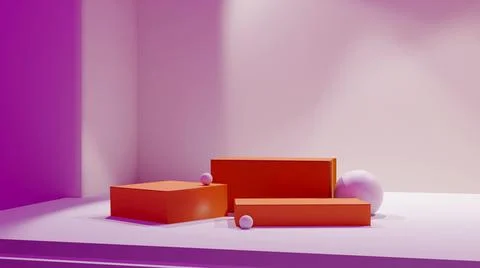 3d rendering podium for product placement and editable color Stock Illustration