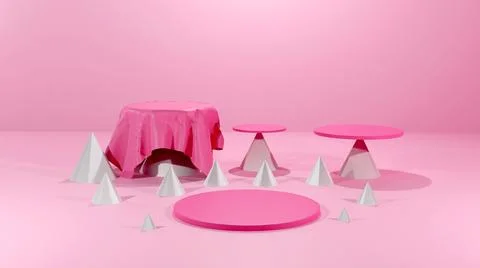 3d rendering podium for product placement and editable color Stock Illustration