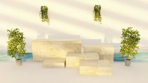 3d rendering podium for product placement and editable color Stock Illustration