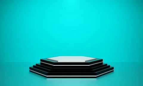 3d rendering podium stage wall room background Stock Photos
