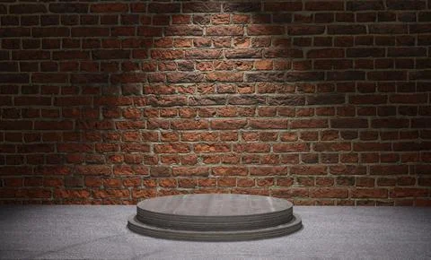 3D rendering of a podium under a limelight against a brick wall Stock Illustration