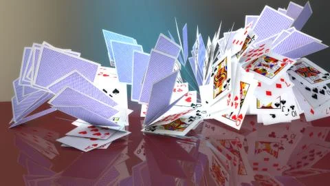 3d rendering poker cards falling Stock Illustration