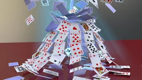 3d rendering poker cards falling Stock Illustration