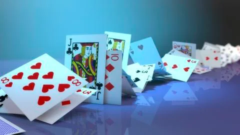 3d rendering poker cards falling Stock Illustration