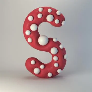 3d rendering of polka dot plasticine handmade font Stock Illustration