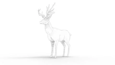 3d rendering of a polygon deer isolated in white studio background Stock Illustration