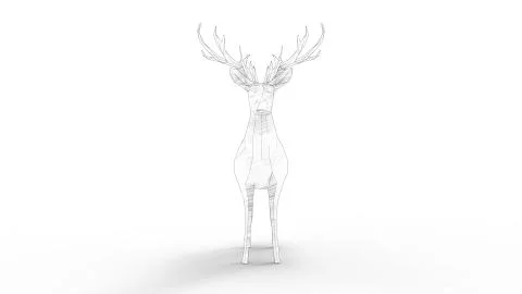 3d rendering of a polygon deer isolated in white studio background Stock Illustration