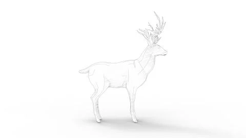 3d rendering of a polygon deer isolated in white studio background Stock Illustration