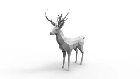 3d rendering of a polygon deer isolated in white studio background Stock Illustration