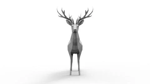 3d rendering of a polygon deer isolated in white studio background Stock Illustration