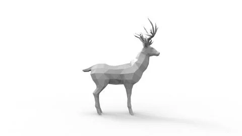 3d rendering of a polygon deer isolated in white studio background Stock Illustration