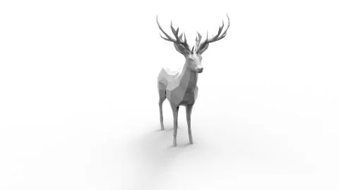 3d rendering of a polygon deer isolated in white studio background Stock Illustration