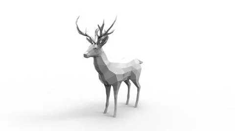 3d rendering of a polygon deer isolated in white studio background 3d rend... Stock Photos