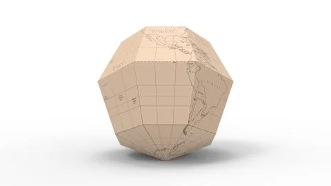 3d rendering of a polygon shape world map isolated in a studio background Stock Illustration