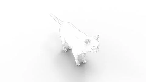 3d rendering of a polygonal cat isolated in studio background Stock Illustration