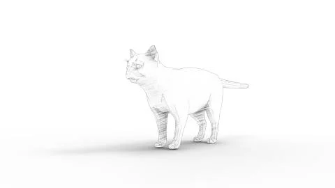 3d rendering of a polygonal cat isolated in studio background Stock Illustration