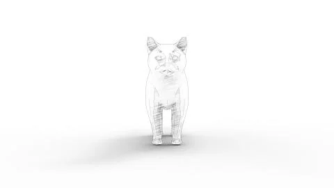 3d rendering of a polygonal cat isolated in studio background Stock Illustration