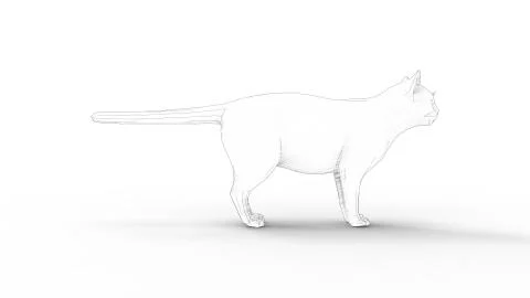 3d rendering of a polygonal cat isolated in studio background Stock Illustration