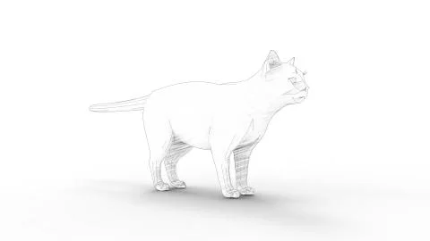 3d rendering of a polygonal cat isolated in studio background Stock Illustration