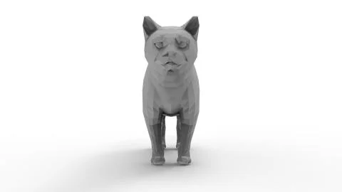 3d rendering of a polygonal cat isolated in studio background Stock Illustration