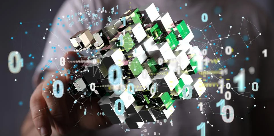 A 3D rendering of Polygonal wireframe art looks like constellation-small data Stock Photos