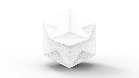 3d rendering of a polyhedron model isolated in a studio background Illustrazione stock