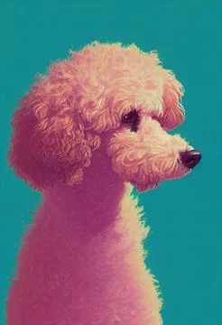 3D rendering of poodle dog isolated in blue background Stock Illustration